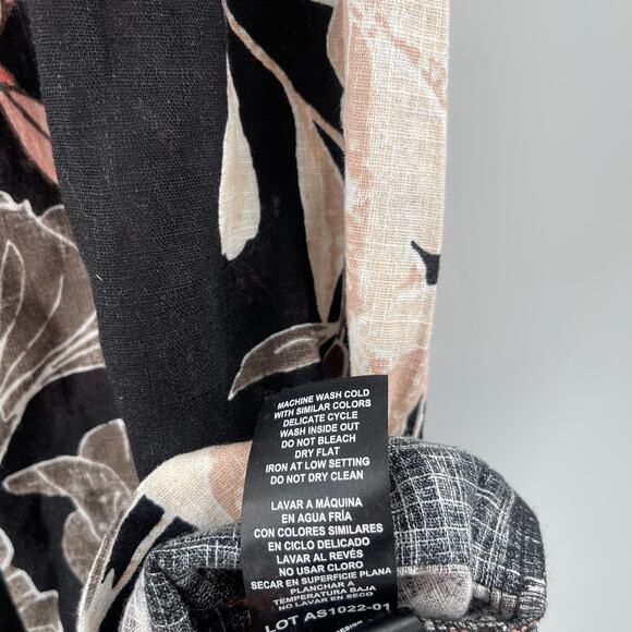 NICOLE MILLER Original Dress Size Small Floral Short Sleeve Linen Blend Black - Picture 14 of 15